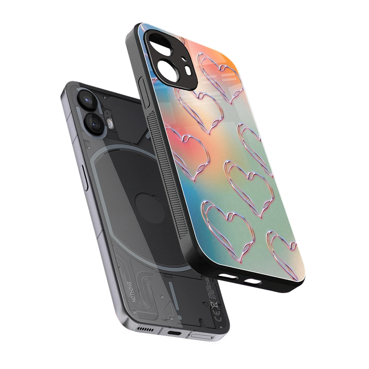 Hearts Euphoria sleek nothing phone 2 cover with tempered glass back and TPU edges
