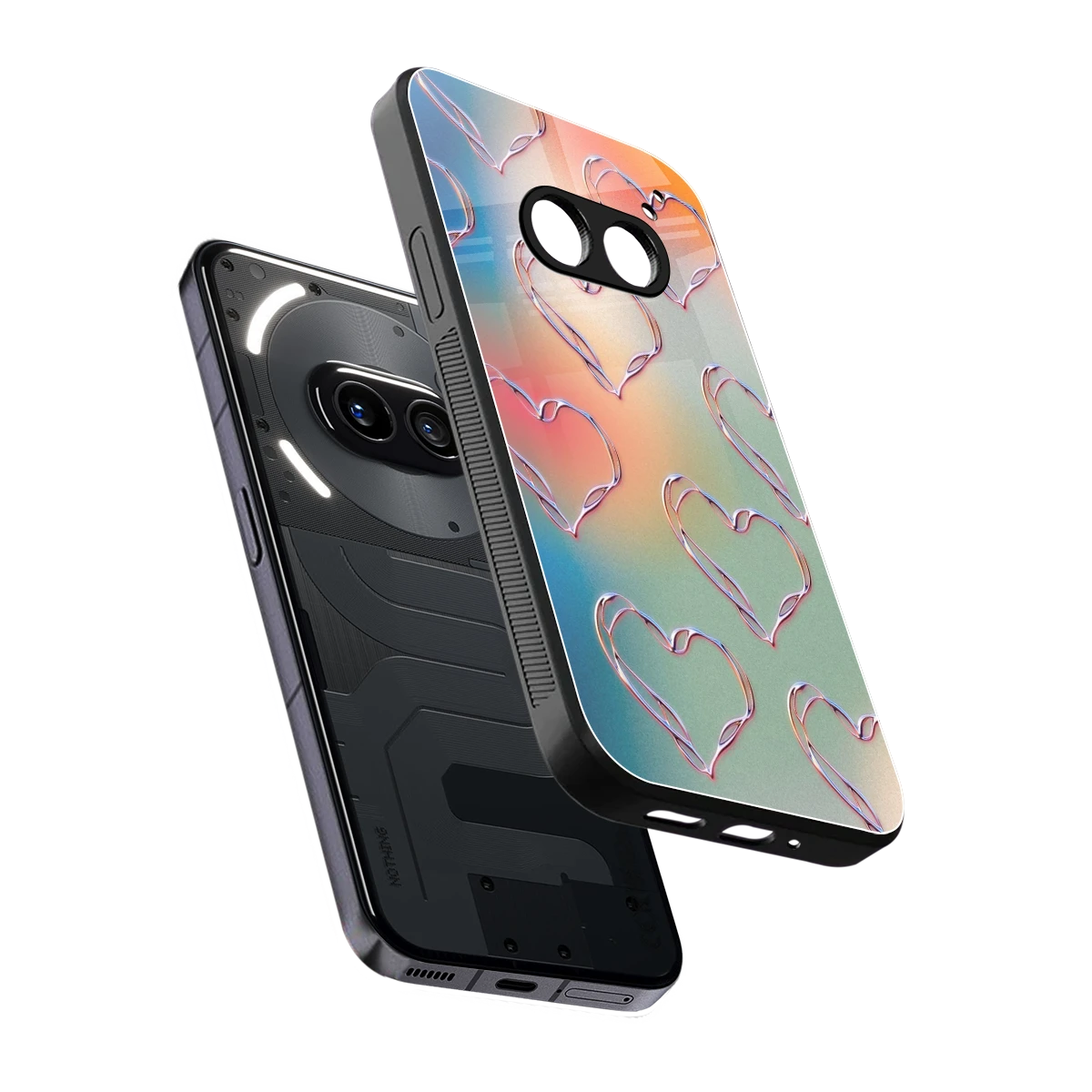 Hearts Euphoria sleek nothing phone 2a plus cover with tempered glass back and TPU edges