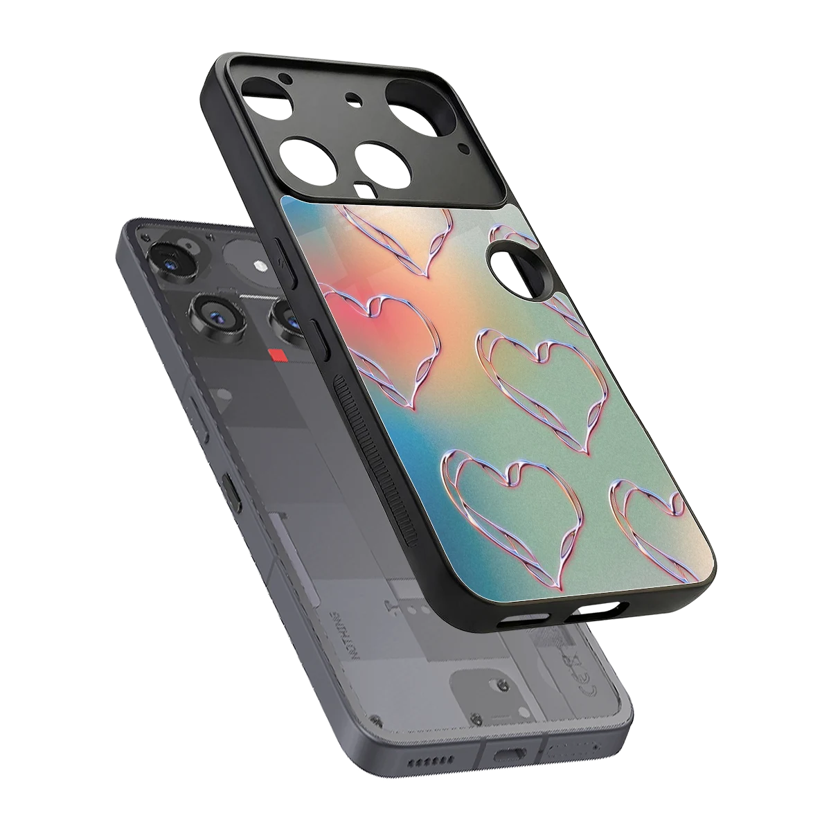 Hearts Euphoria sleek nothing phone 3 cover with tempered glass back and TPU edges