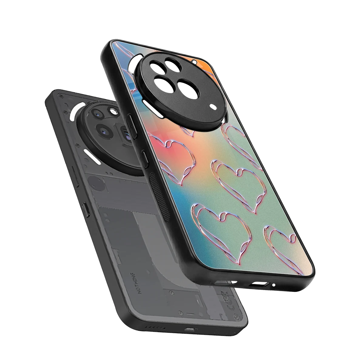 Hearts Euphoria sleek nothing phone 3a pro cover with tempered glass back and TPU edges