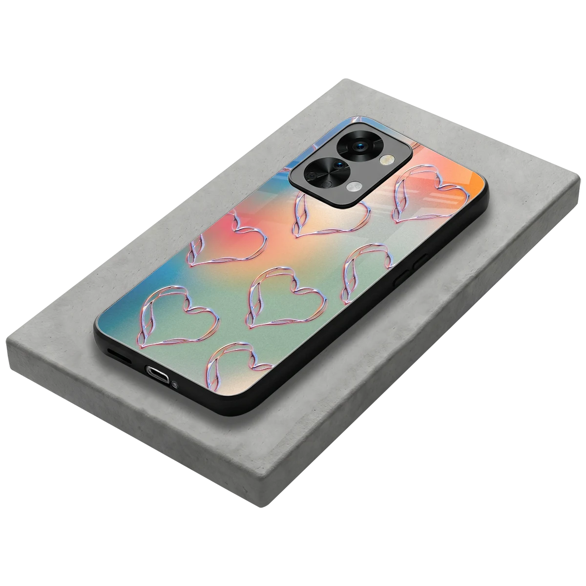 Hearts Euphoria stylish phone case for oneplus nord 2t | glossy glass and slim fit