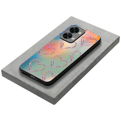 Hearts Euphoria stylish phone case for oneplus nord 2t | glossy glass and slim fit