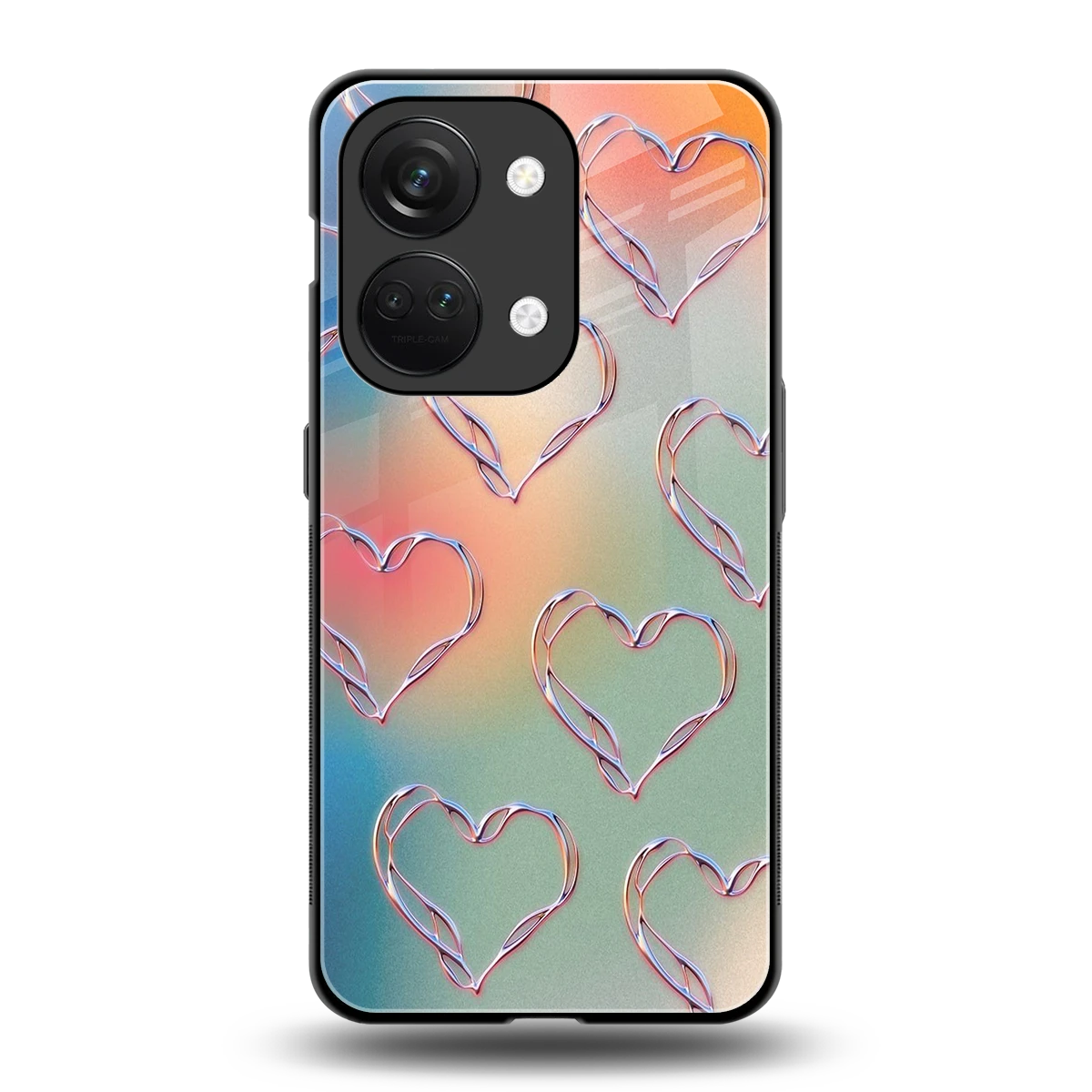 Hearts Euphoria back phone cover | glass case for oneplus nord 3