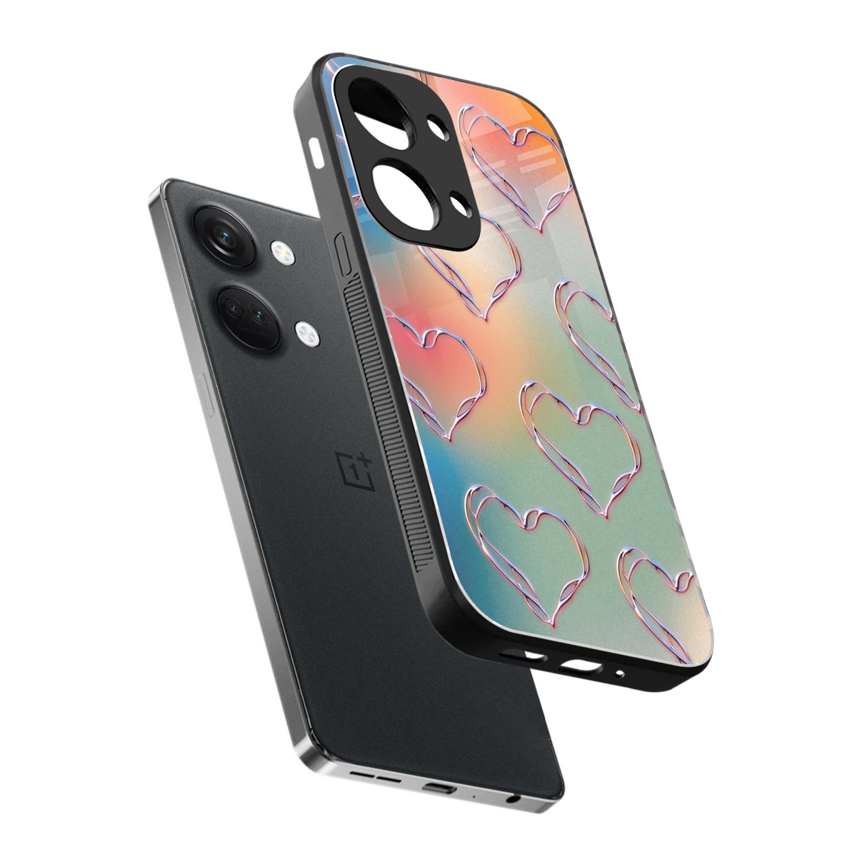 Hearts Euphoria sleek oneplus nord 3 cover with tempered glass back and TPU edges