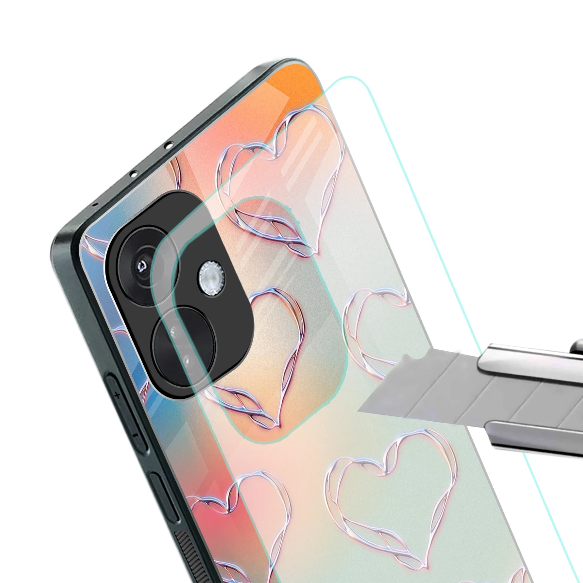 Hearts Euphoria stylish phone case for oneplus nord ce 3 | glossy glass and slim fit