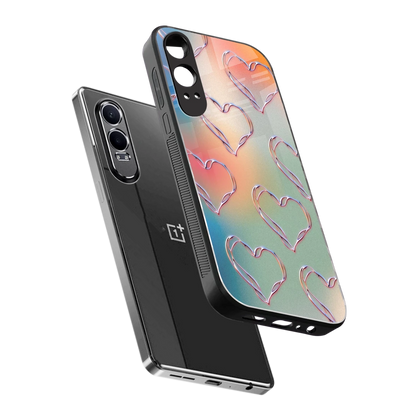 Hearts Euphoria sleek oneplus nord ce 4 lite cover with tempered glass back and TPU edges