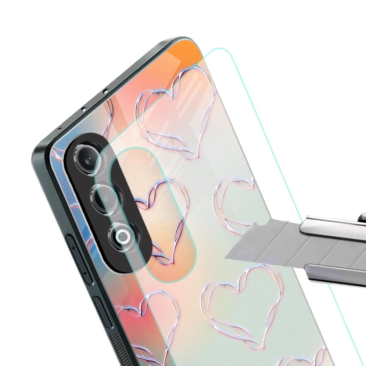 Hearts Euphoria stylish phone case for oneplus nord ce 4 | glossy glass and slim fit