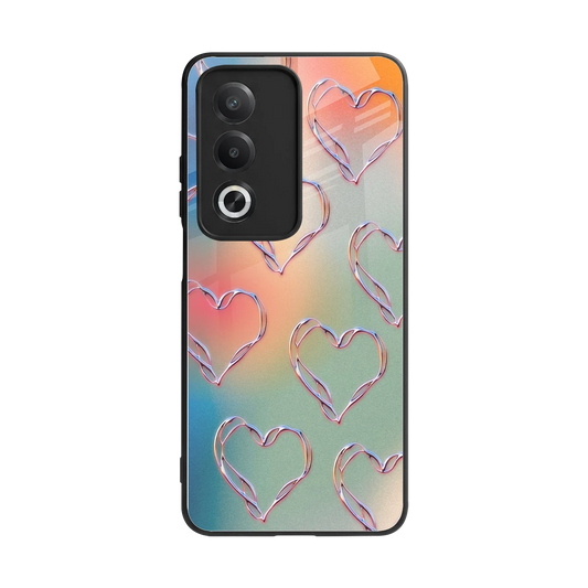 Hearts Euphoria back phone cover | glass case for oppo a3 pro