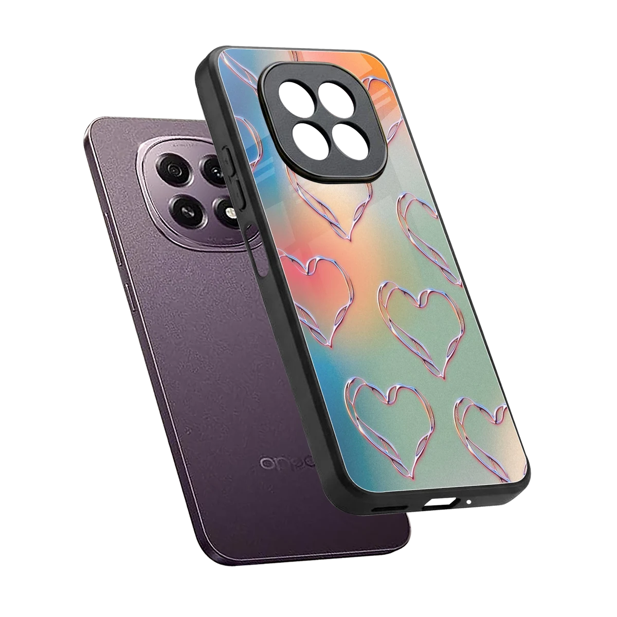 Hearts Euphoria sleek oppo f29 5g cover with tempered glass back and TPU edges