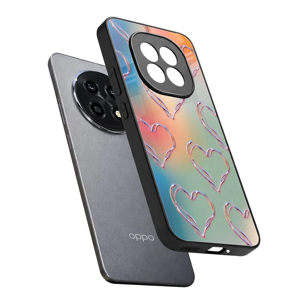 Hearts Euphoria sleek oppo f29 pro 5g cover with tempered glass back and TPU edges