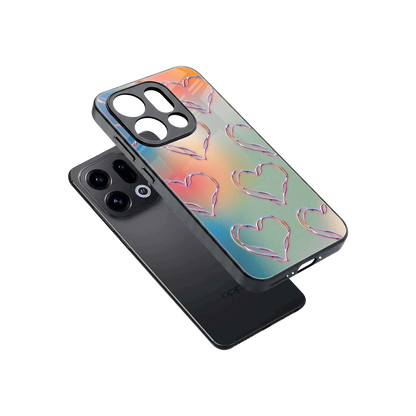 Hearts Euphoria sleek oppo find x9 cover with tempered glass back and TPU edges