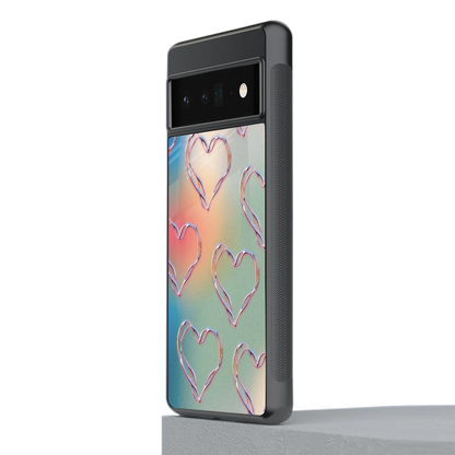 Hearts Euphoria stylish phone case for google pixel 6 pro | glossy glass and slim fit