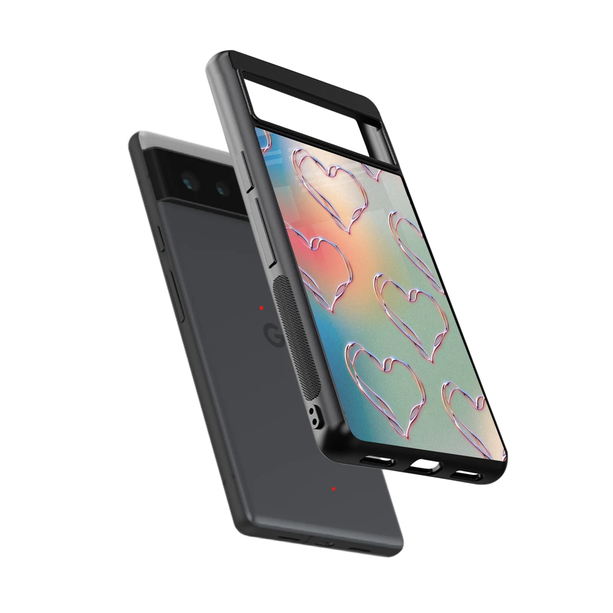 Hearts Euphoria sleek google pixel 6a cover with tempered glass back and TPU edges