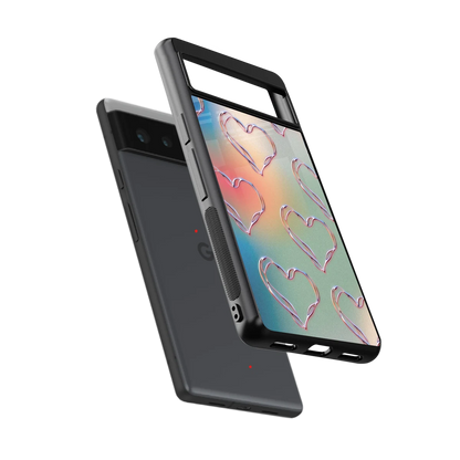 Hearts Euphoria sleek google pixel 6a cover with tempered glass back and TPU edges