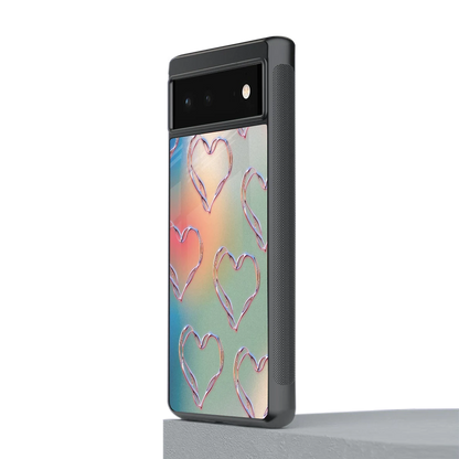 Hearts Euphoria stylish phone case for google pixel 6a | glossy glass and slim fit