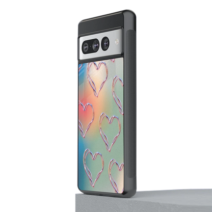 Hearts Euphoria stylish phone case for google pixel 7 pro | glossy glass and slim fit