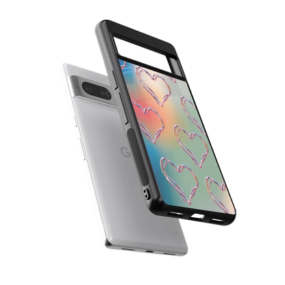 Hearts Euphoria sleek google pixel 7 cover with tempered glass back and TPU edges