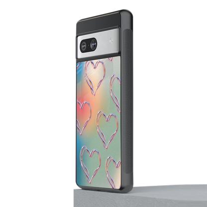 Hearts Euphoria stylish phone case for google pixel 7a | glossy glass and slim fit