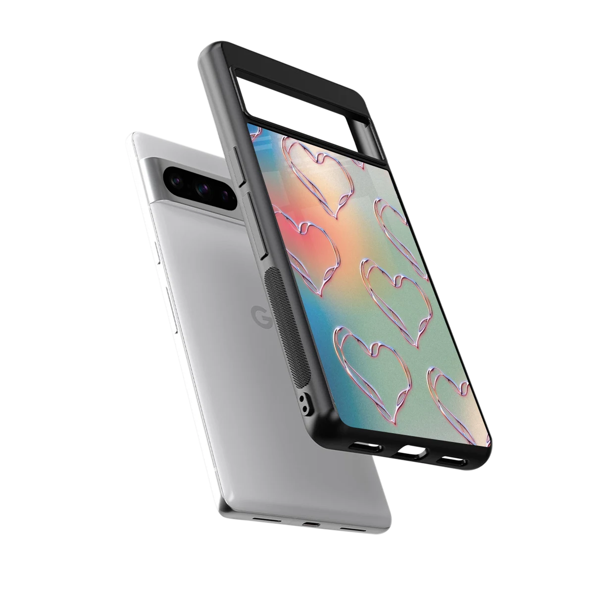 Hearts Euphoria sleek google pixel 8 pro cover with tempered glass back and TPU edges