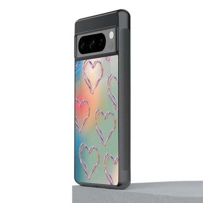 Hearts Euphoria stylish phone case for google pixel 8 pro | glossy glass and slim fit