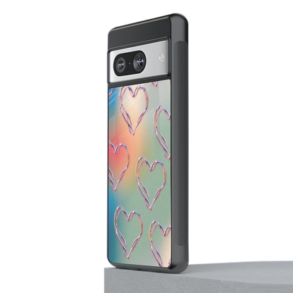 Hearts Euphoria stylish phone case for google pixel 8 | glossy glass and slim fit