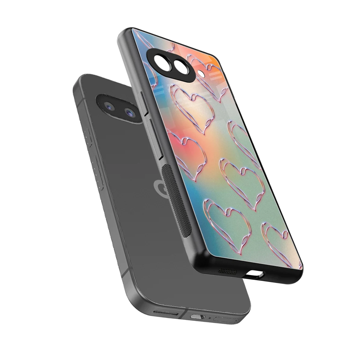 Hearts Euphoria sleek google pixel 9a cover with tempered glass back and TPU edges