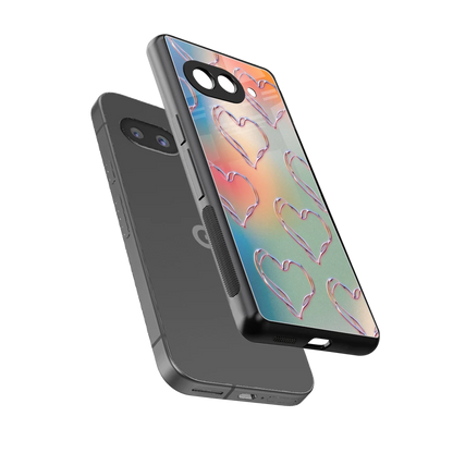 Hearts Euphoria sleek google pixel 9a cover with tempered glass back and TPU edges