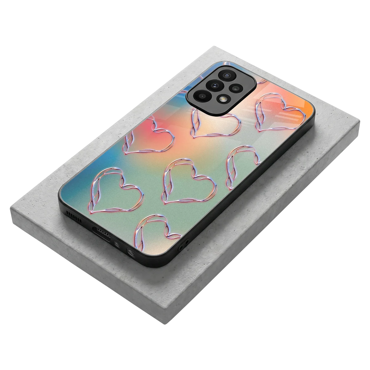 Hearts Euphoria stylish phone case for samsung galaxy a23 | glossy glass and slim fit