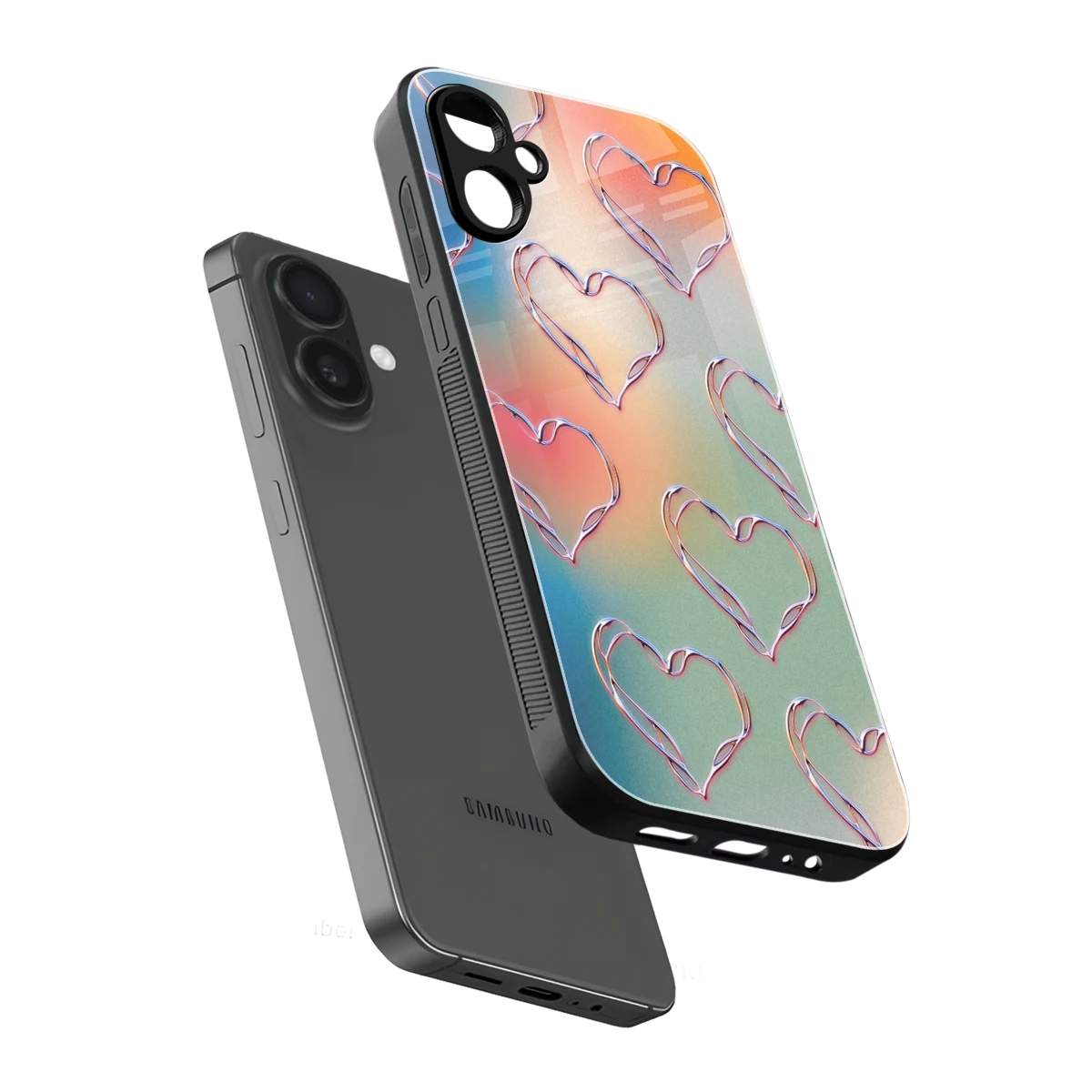 Hearts Euphoria sleek samsung galaxy a06 5g cover with tempered glass back and TPU edges