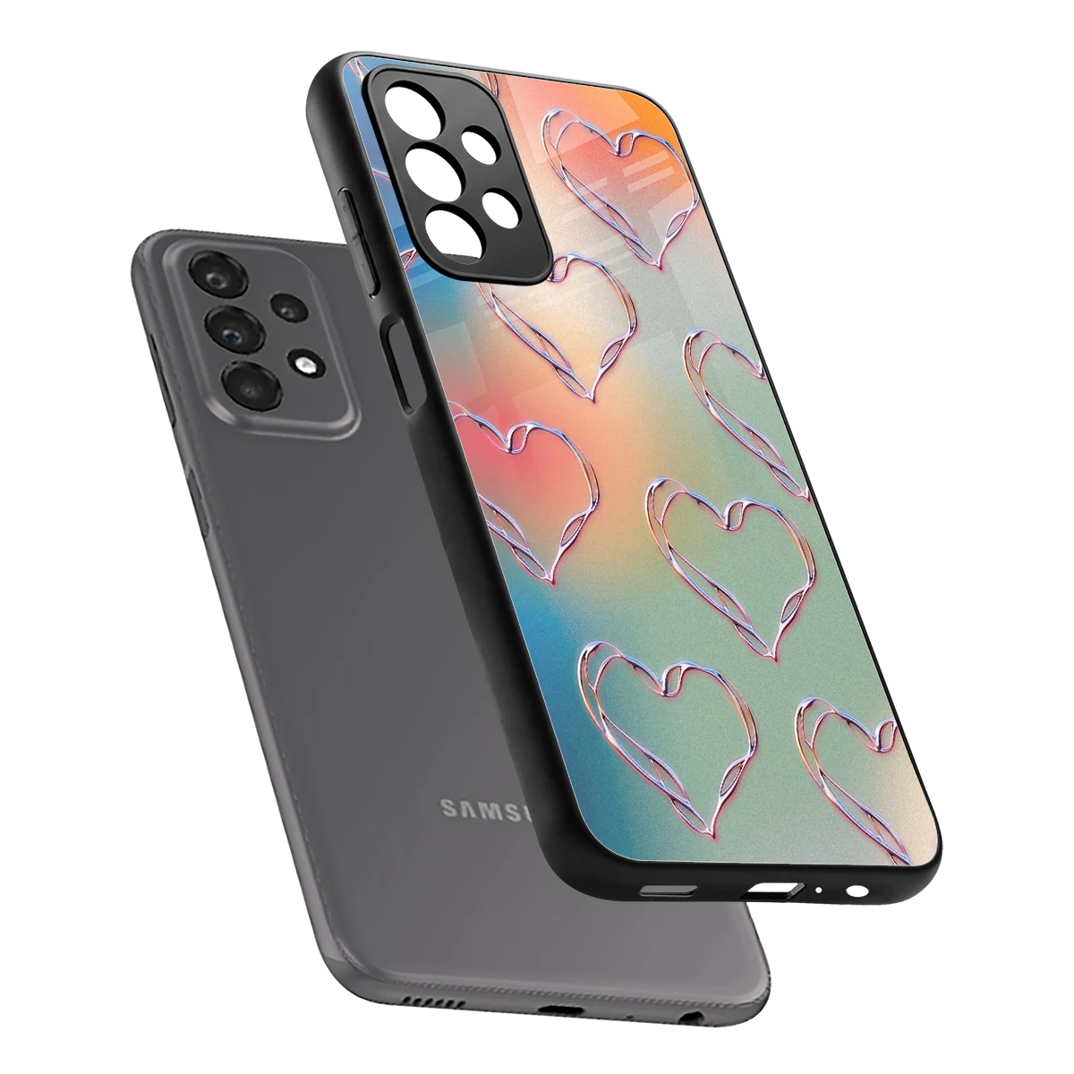 Hearts Euphoria sleek samsung galaxy a23 cover with tempered glass back and TPU edges