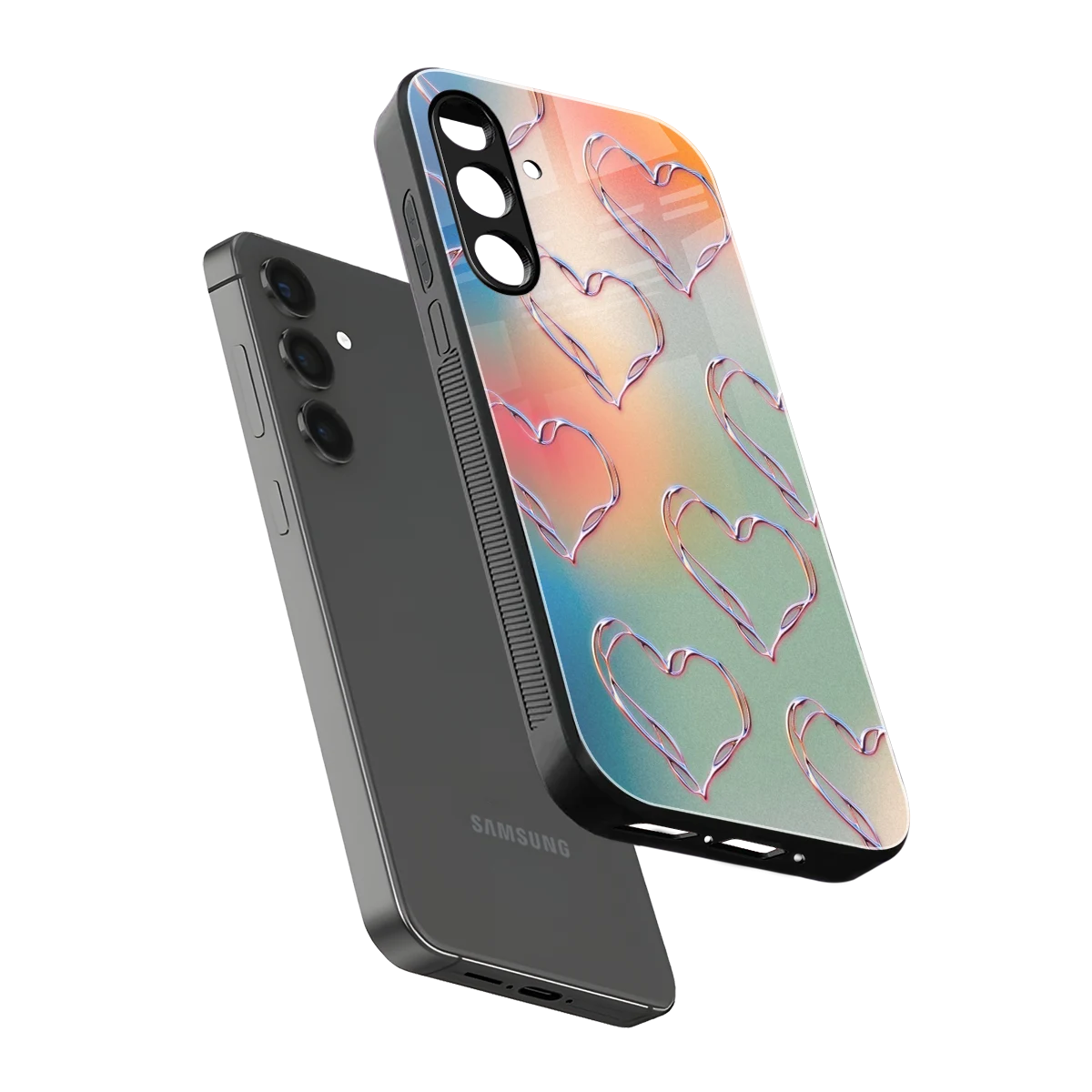 Hearts Euphoria sleek samsung galaxy a14 5g cover with tempered glass back and TPU edges