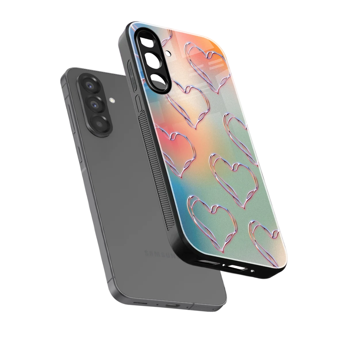 Hearts Euphoria sleek samsung galaxy a36 5g cover with tempered glass back and TPU edges
