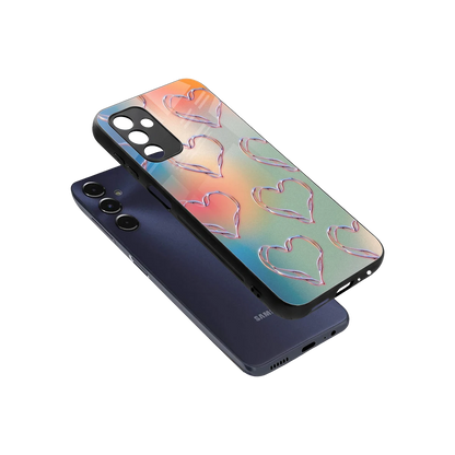 Hearts Euphoria sleek samsung galaxy m14 5g cover with tempered glass back and TPU edges