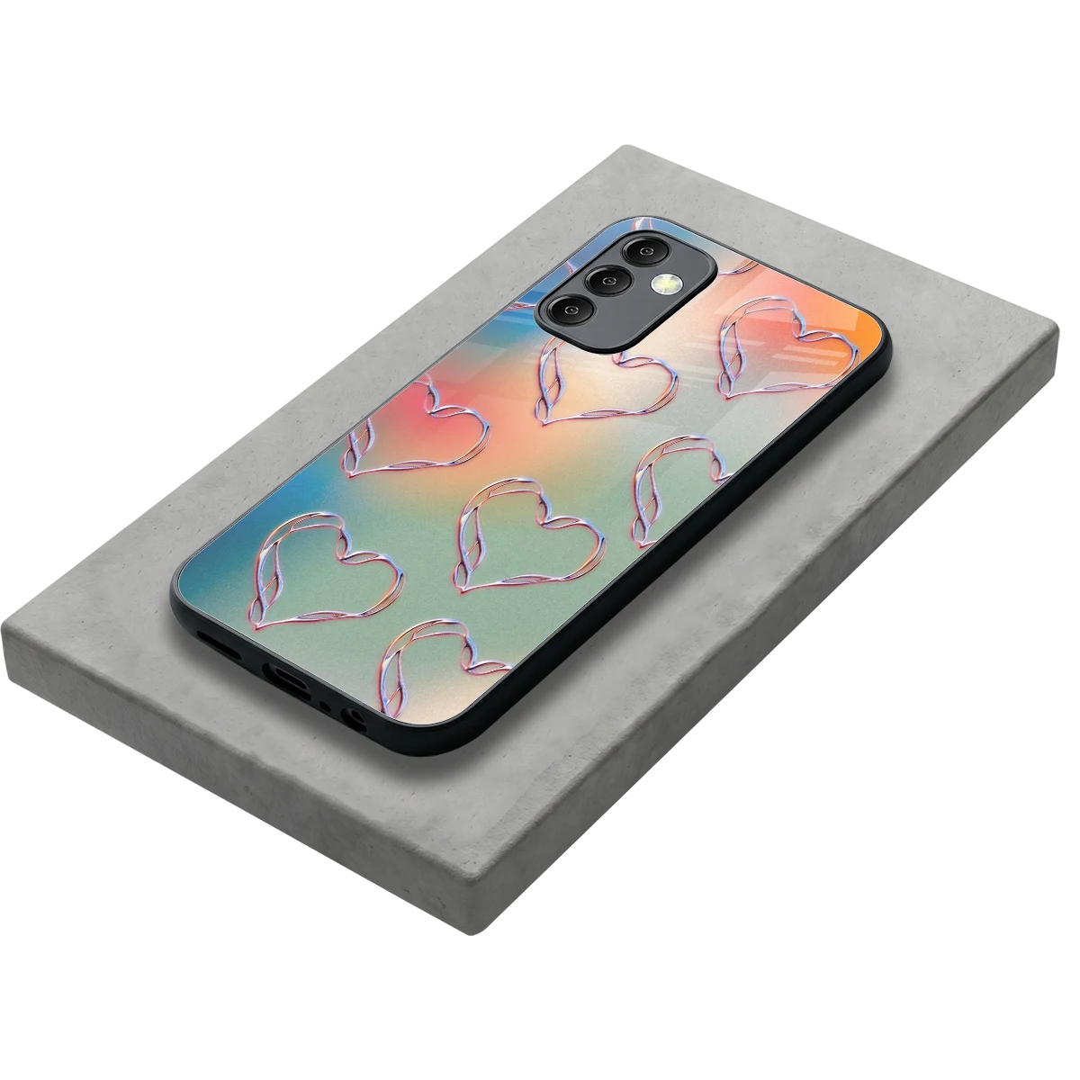 Hearts Euphoria stylish phone case for samsung galaxy m14 5g | glossy glass and slim fit