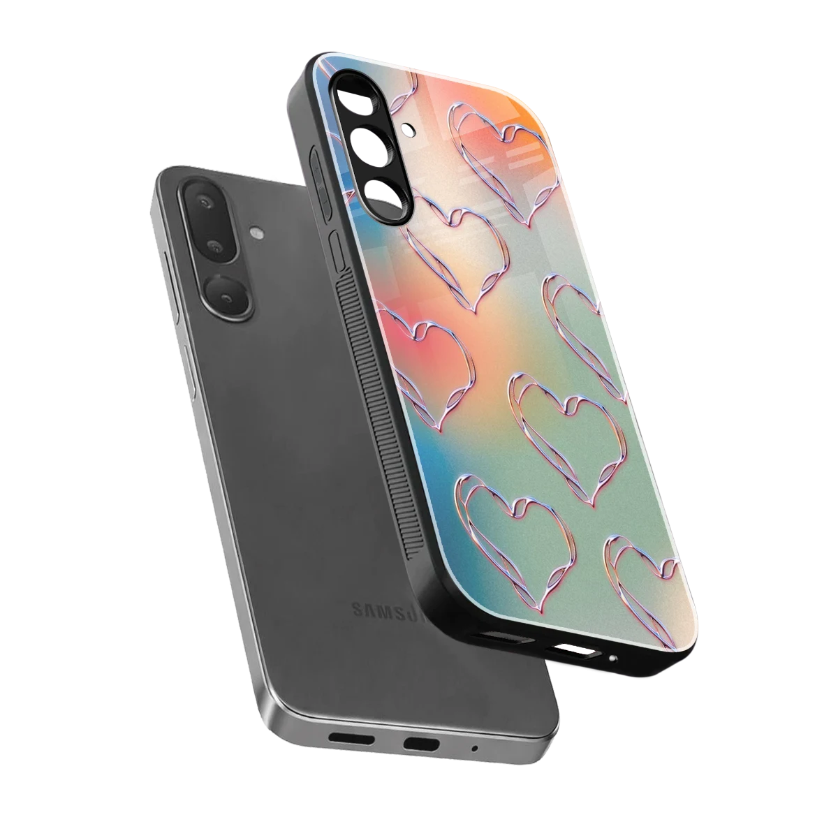 Hearts Euphoria sleek samsung galaxy m36 5g cover with tempered glass back and TPU edges