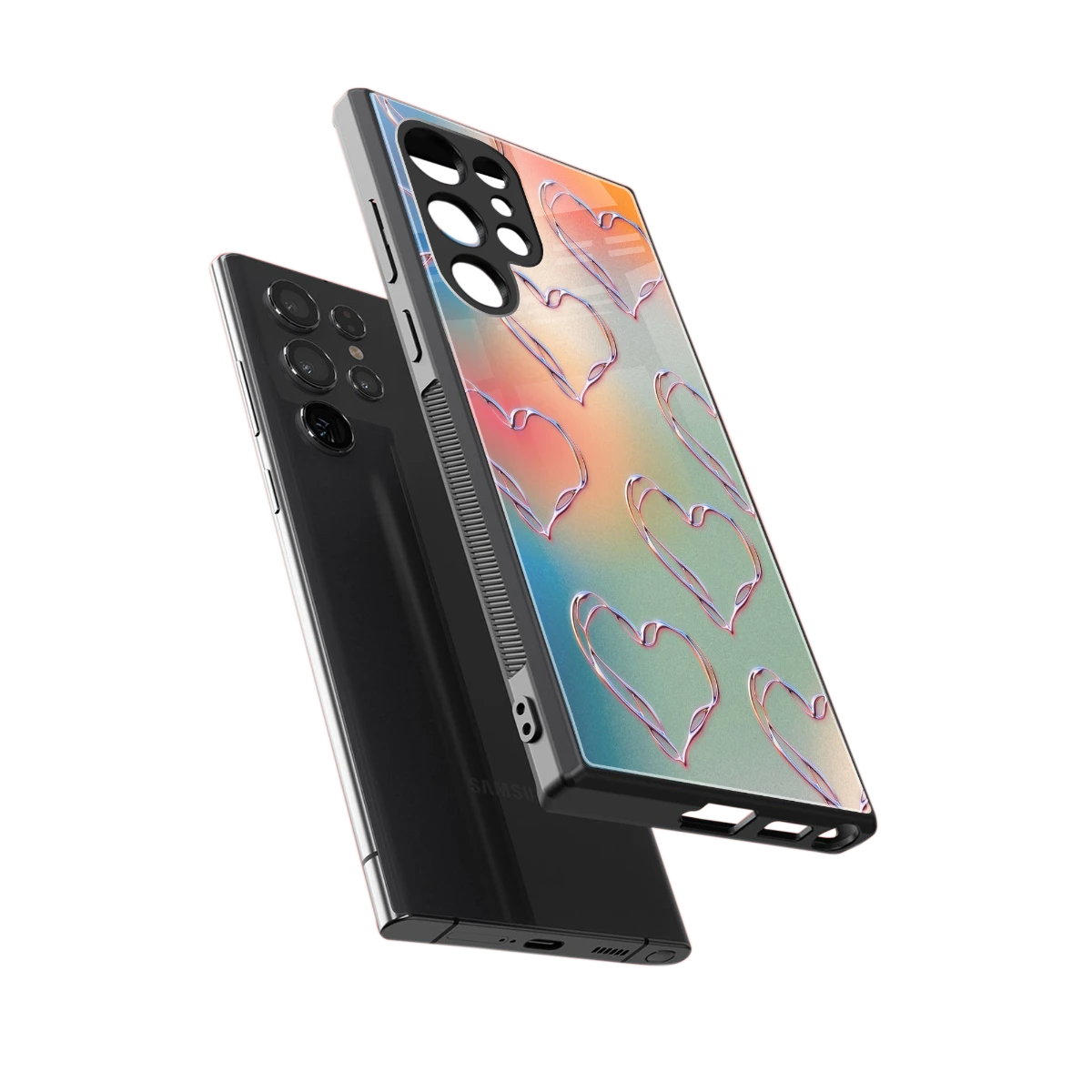 Hearts Euphoria sleek samsung galaxy s24 ultra cover with tempered glass back and TPU edges