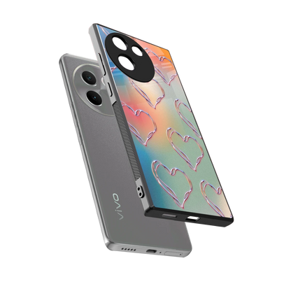 Hearts Euphoria sleek vivo v30e cover with tempered glass back and TPU edges
