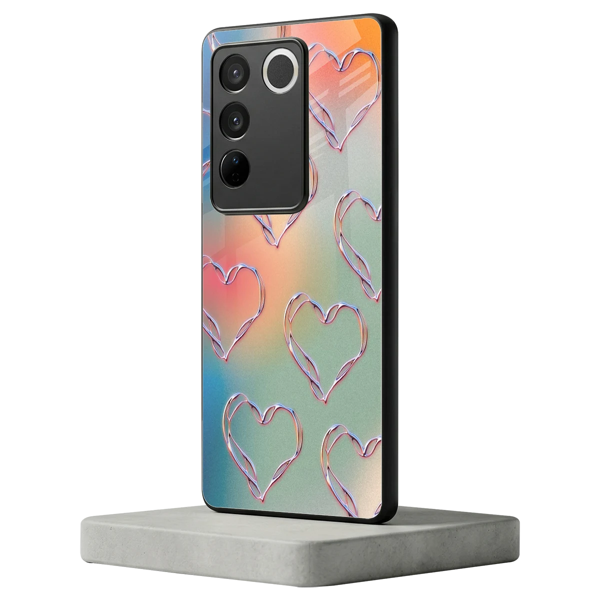 Hearts Euphoria vivo v27 5g mobile cover | shockproof glass phone case