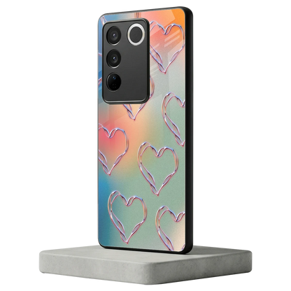 Hearts Euphoria vivo v27 5g mobile cover | shockproof glass phone case