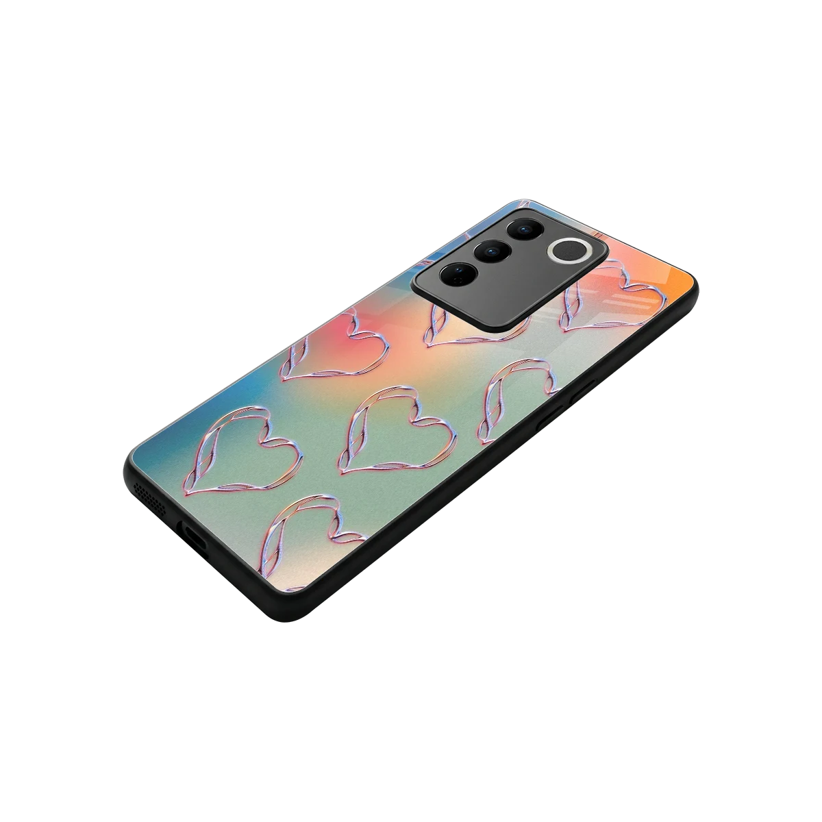 Hearts Euphoria stylish phone case for vivo v27 5g | glossy glass and slim fit
