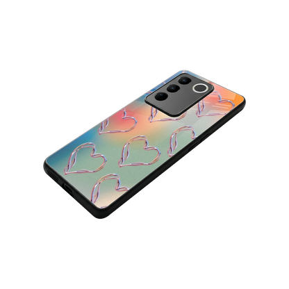 Hearts Euphoria stylish phone case for vivo v27 5g | glossy glass and slim fit