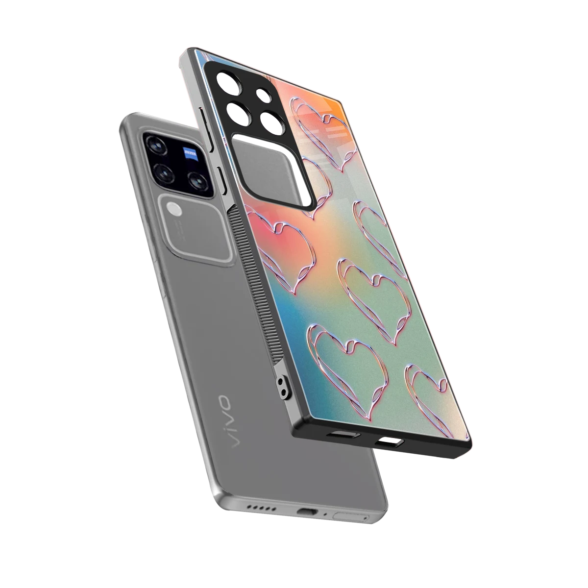 Hearts Euphoria sleekvivo v30 pro cover with tempered glass back and TPU edges