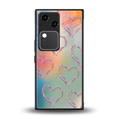 Hearts Euphoria back phone cover | glass case for vivo v30