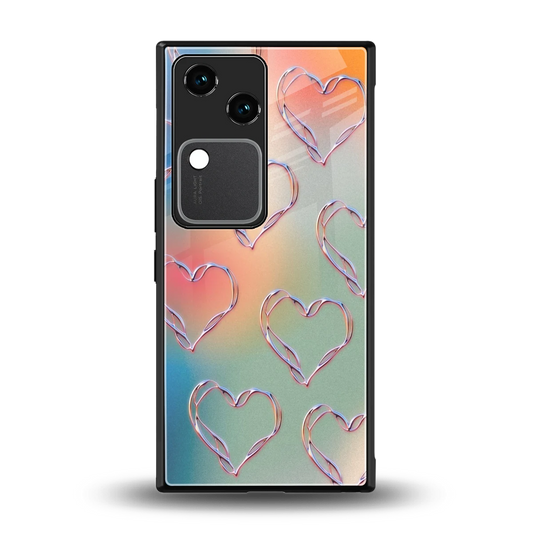 Hearts Euphoria back phone cover | glass case for vivo v30