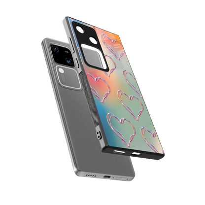 Hearts Euphoria sleek vivo v30 cover with tempered glass back and TPU edges