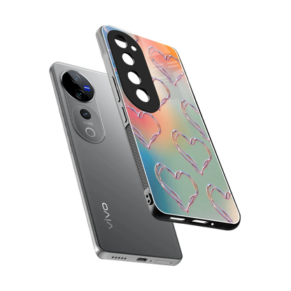 Hearts Euphoria sleek vivo v40 pro cover with tempered glass back and TPU edges