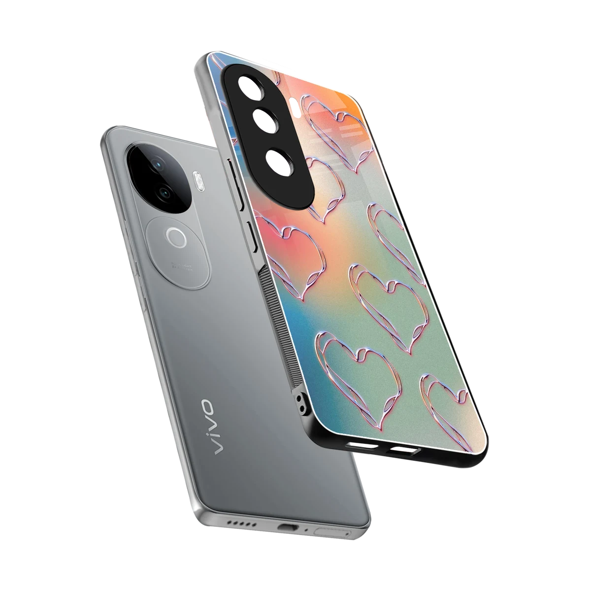 Hearts Euphoria sleek vivo v40e cover with tempered glass back and TPU edges