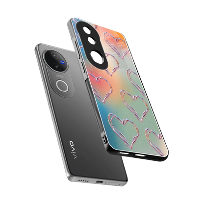 Hearts Euphoria sleek vivo v50 cover with tempered glass back and TPU edges
