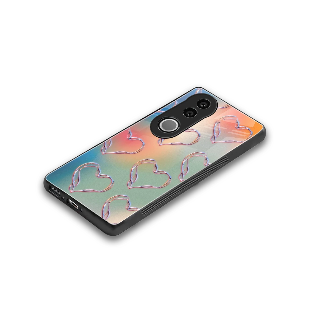 Hearts Euphoria stylish phone case for vivo v50 | glossy glass and slim fit
