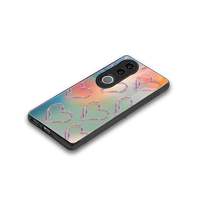 Hearts Euphoria stylish phone case for vivo v50 | glossy glass and slim fit
